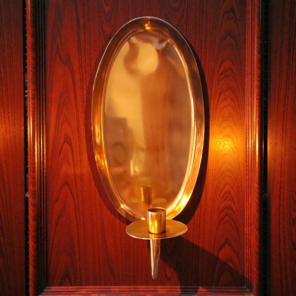 Smith & Hawken Copper Wall Sconce Taper Candle Holder w/ Reflector NOS